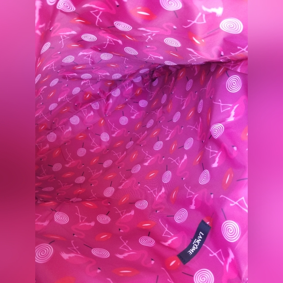 Lancome Makeup Orange and Pink Lined Large Canvas Tote Bag - Picture 6 of 12